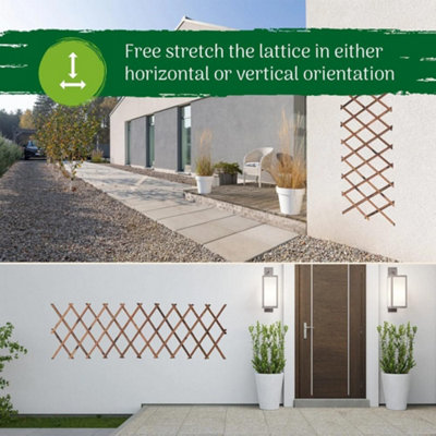 1.8 x 0.3m Heavy Duty Wooden Expanding Tan Trellis Garden Outdoors - 3