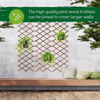 1.8 x 0.3m Heavy Duty Wooden Expanding Tan Trellis Garden Outdoors - 4