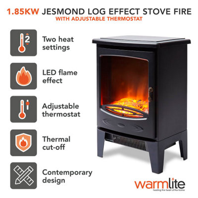 1.85KW Jesmond Log Effect Fire Stove Black