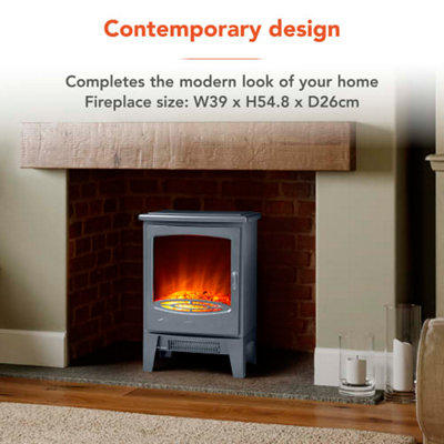 1.85KW Jesmond Log Effect Fire Stove Grey - 7