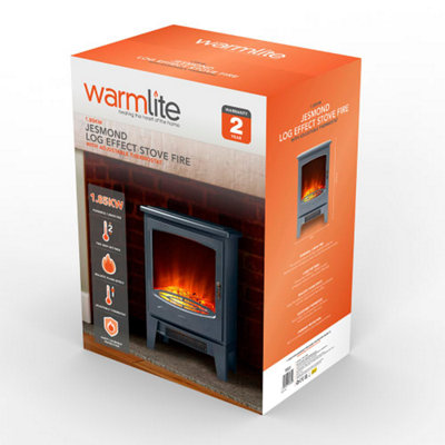 1.85KW Jesmond Log Effect Fire Stove Grey - 9