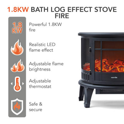1.8KW Bath Log Effect Stove Fire Black