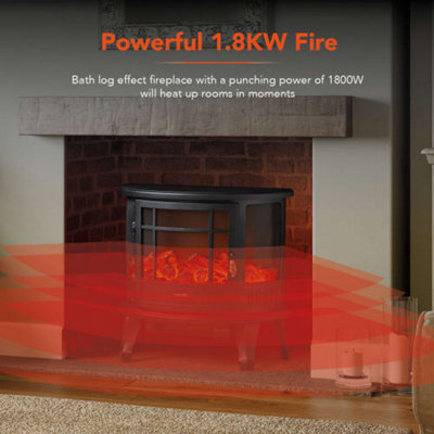 1.8KW Bath Log Effect Stove Fire Black