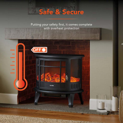 1.8KW Bath Log Effect Stove Fire Black