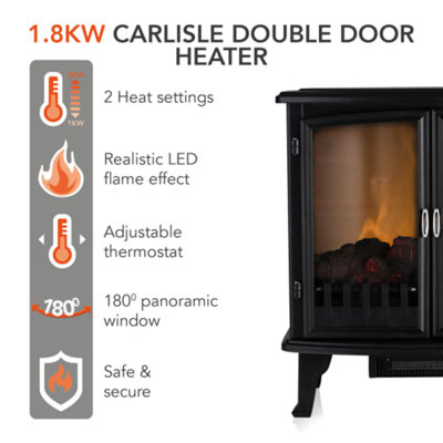 1.8KW Carlisle Double Door Stove Panoramic