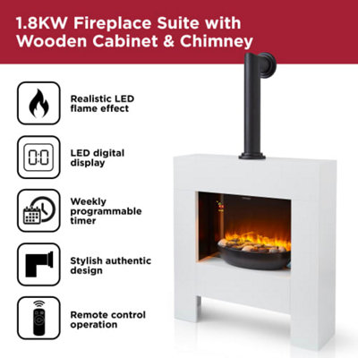 1.8KW Log Effect Fireplace - adjustable thermostat