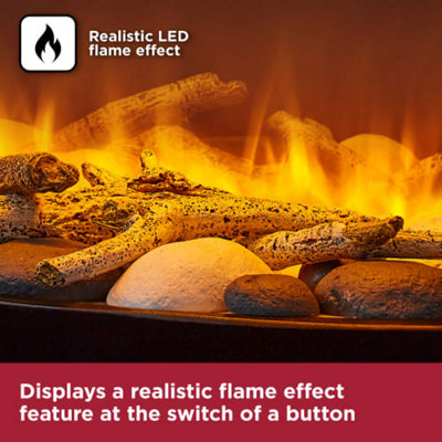 1.8KW Log Effect Fireplace - adjustable thermostat - 3