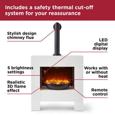 1.8KW Log Effect Fireplace - adjustable thermostat - 8