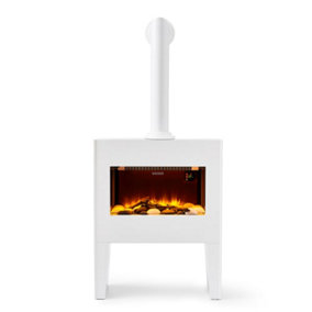 1.8KW Portable Fireplace with Chimney - 3 flame colours & adjustable thermostat