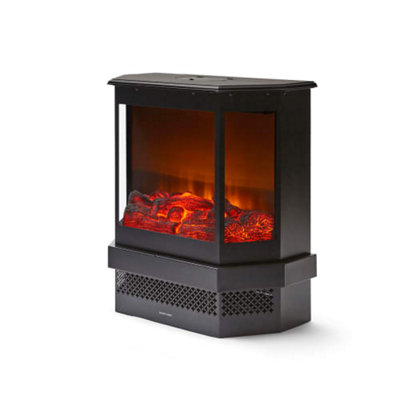 1.8KW Wells Panoramic Double Door Log Effect Fire Stove Black