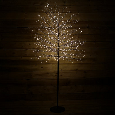 1.8m 6ft Outdoor Black Micro Dot Christmas Blossom Tree with 900 Warm ...
