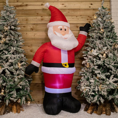 1.8m (6ft) Red and White Waving Santa Christmas Inflatable with White LEDs