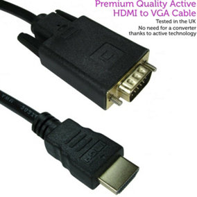 1.8m ACTIVE HDMI to VGA Monitor Converter Cable Male PC TV HD Video Adapter Lead