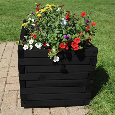 1.8m Black Pine Raised Wooden Trough Planter - 5