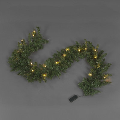 1.8m Pre Lit Garland w/20 BO LEDS WW