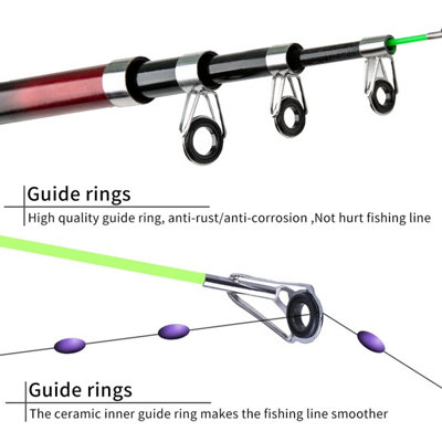 1.8m Telescopic Fishing Rod and Reel Combo, Fiberglass, Ideal for  Beginners, Red, Lightweight and Durable