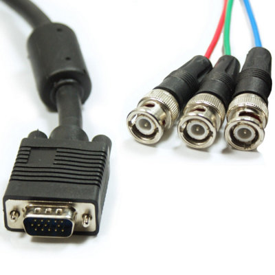 1.8m VGA Male to 3 BNC RGB Component Plug Cable CCTV Camera DVR Video ...