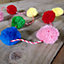 1.8m Woolly Pink Blue Green Red Yellow Christmas Tree Pom Pom Garland Decoration