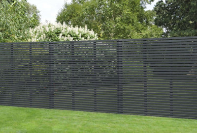 1.8m x 1.81m Contemporary Slatted Fence Panel - Anthracite Grey - Pack of 4