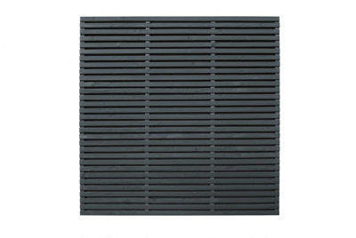 1.8m x 1.8m Contemporary Double Slatted Fence Panel - Anthracite Grey - Pack of 3