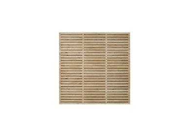 1.8m x 1.8m Pressure Treated Contemporary Double Slatted Fence Panel  - Pack of 3