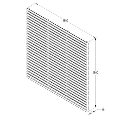 1.8m x 1.8m Pressure Treated Contemporary Double Slatted Fence Panel  - Pack of 3