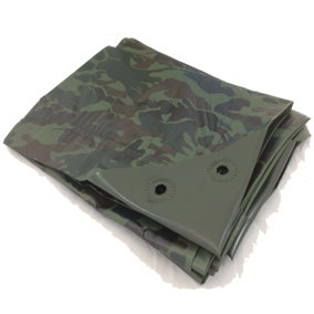 1.8m x 2.4m Green Camouflage Camo XT Tarpaulin Heavy Duty TarpGround Sheet Ribbed Strength