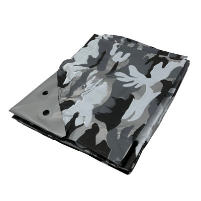 1.8m x 2.4m Winter Camouflage XT Tarpaulin Heavy Duty Ground Sheet Ribbed Tough