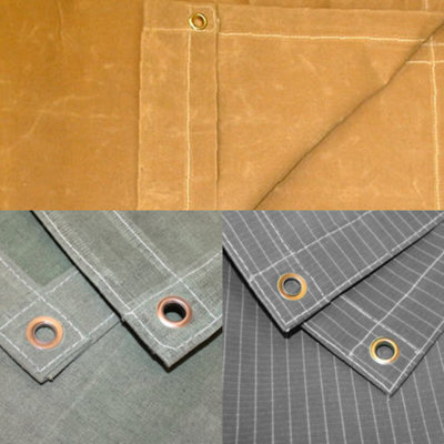 1.8M X 3.0M GREY RIP-STOP CANVAS TARPAULIN WITH EYELETS