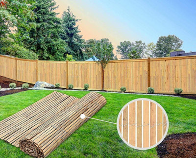 1.8m x 4m Bamboo Slat Fence Screen Roll Screening Fencing Privacy Shield Garden Natural