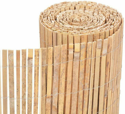 1.8m x 4m Bamboo Slat Fence Screen Roll Screening Fencing Privacy Shield Garden Natural
