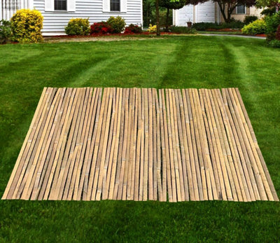 1.8m x 4m Bamboo Slat Fence Screen Roll Screening Fencing Privacy Shield Garden Natural - 4