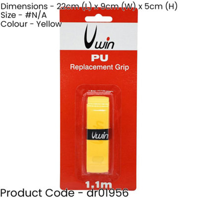 1.8mm x 1.1m YELLOW PU Comfort Grip - Tennis Badminton Squash Racket Replacement