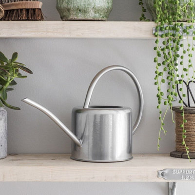 1.9L Indoor Watering Can Galvanized Steel Houseplants Contemporary Small Metal Design With Narrow Spout And High Handle