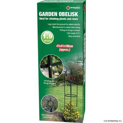 1.9m Garden Obelisk Black Metal Outdoor Trellis Climbing Plant Support Frame