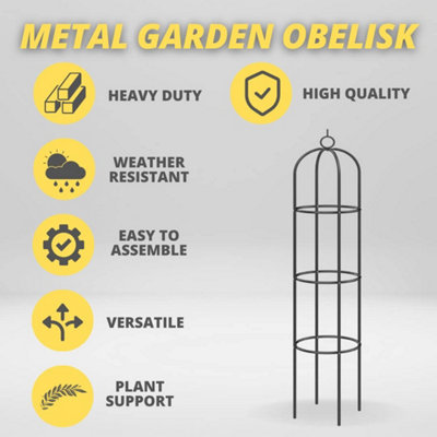 1.9m Garden Steel Obelisk Support Frame - 5