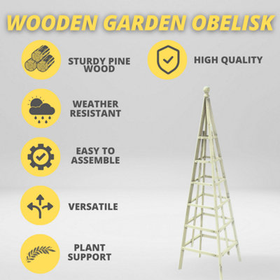 1.9m Garden Wooden Obelisk Pyramid - Sage - 8