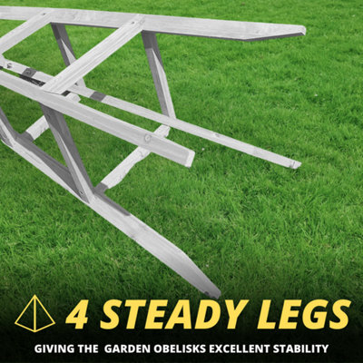 1.9m Garden Wooden Obelisk Pyramid - Sage - 9