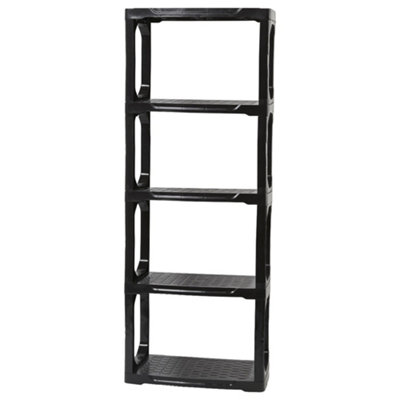 1.9m Heavy Duty Plastic 5 Tier Shelving Garage Storage Unit in Black