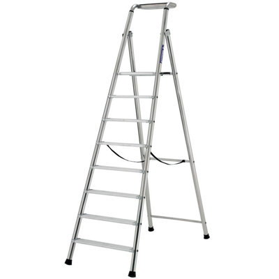 1.9m MAX Stability Aluminium Step Ladder - 8 Tread Anti-Slip Design for Safe DIY Projects