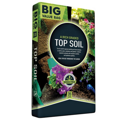 1 Bag (35 Litres) Garden Top Soil With Essential Nutrients General Garden Use Ideal For Planting, Lawn Dressing, Pots, Containers