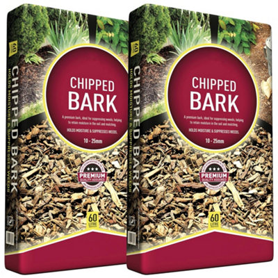 1 Bag (60 Litre) Chipped Bark Garden Decorative & Landscape Wood Chip Bark Chippings For Landscaping & Paths