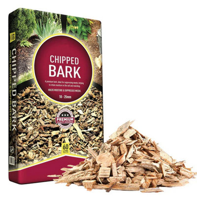 1 Bag (60 Litres) 60L Decorative Wood Chipped Bark For Paths, Driveways, Gardens & Landscapes