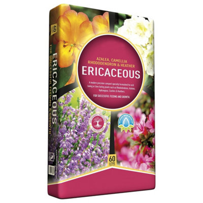 1 Bag (60L) Ericaceous Plant Soil Specially Formulated With Essential Nutrients Azalea, Camellia, Rhododendron & Heather