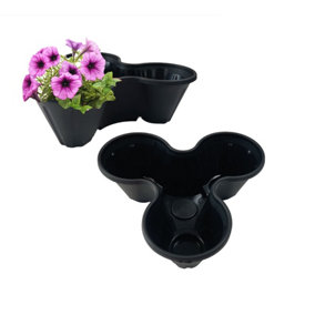 1 Black Strawberry Trio Planter Flower Pot Stackable Plastic Patio Herb Planter