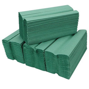 1 Box (2,520 Sheets) Green C Fold Hand Paper Towels 1 Ply Large Tissue for Washrooms, Kitchens, Staff Rooms, Shops & Restaurants