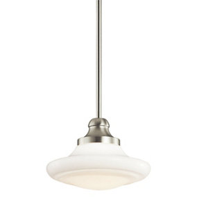 1 Bulb Ceiling Pendant Light Fitting Brushed Nickel LED E27 75W Bulb