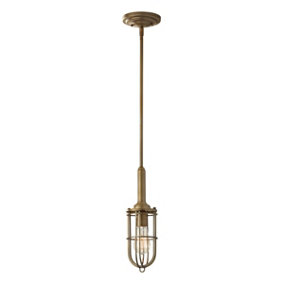 1 Bulb Ceiling Pendant Light Fitting Dark Antique Brass LED E27 60W Bulb