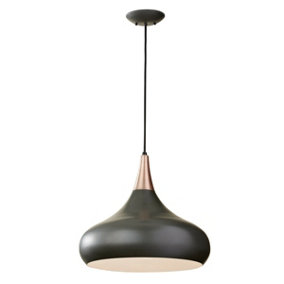 1 Bulb Ceiling Pendant Light Fitting Dark Bronze LED E27 100W Bulb