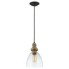 1 Bulb Ceiling Pendant Light Fitting Driftwood / Dark Weathered Zinc LED E27 60W